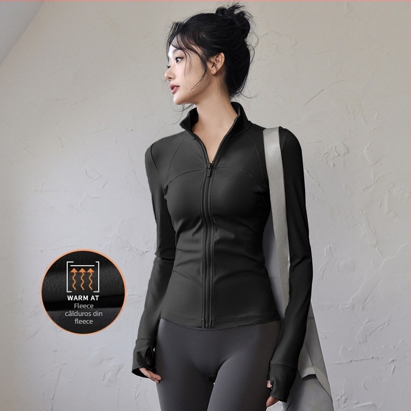 Top de antrenament pentru yoga și fitness pentru femei – Slim fit, mâneci lungi, uscare rapidă; țesătură: amestec fibre chimice; 82,5% poliester; căptușeală: Spandex, conținut: poliester