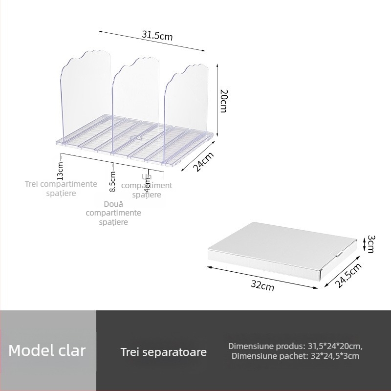 Organizator de birou pentru depozitare, cu divider de 3 etaje, din plastic, pliabil și portabil, fără găuri