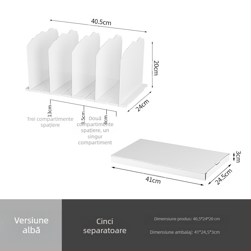 Organizator de birou pentru depozitare, cu divider de 3 etaje, din plastic, pliabil și portabil, fără găuri