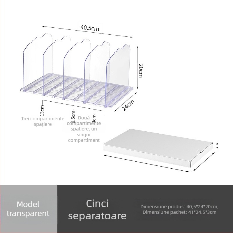 Organizator de birou pentru depozitare, cu divider de 3 etaje, din plastic, pliabil și portabil, fără găuri