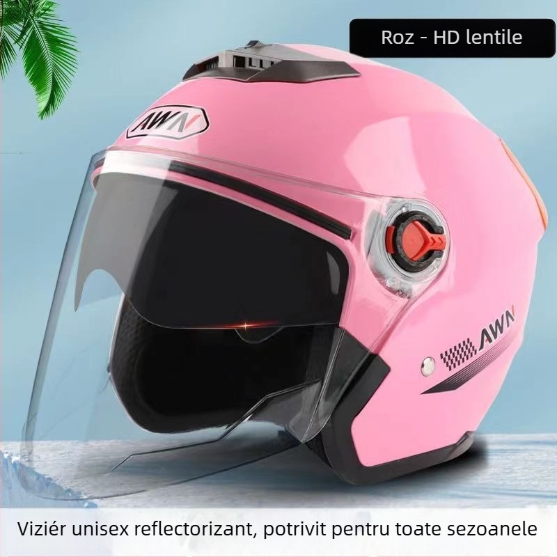 Cască AWN 3/4 cu vizieră dublă, ABS, certificat 3C, all-season, pentru vehicule electrice și navete zilnice