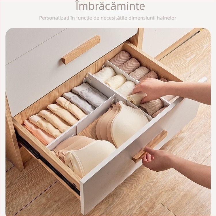 Organizator plastic pentru sertarul de bucătărie cu separator telescopic, stil japonez, 1 strat, instalare cu ventuză pe perete, Mai Qi