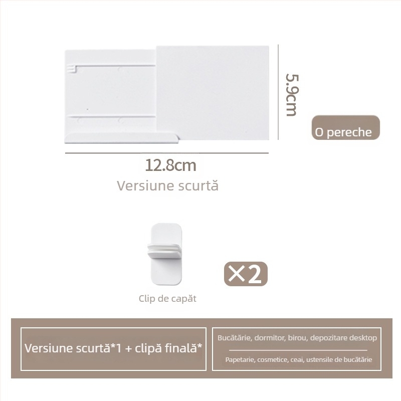 Organizator plastic pentru sertarul de bucătărie cu separator telescopic, stil japonez, 1 strat, instalare cu ventuză pe perete, Mai Qi