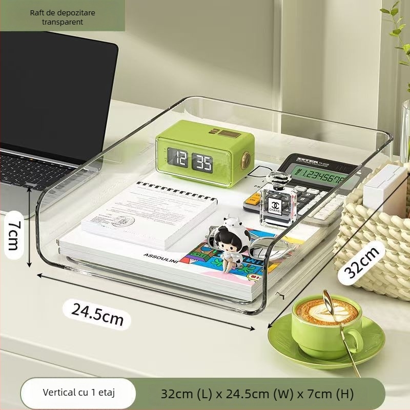 Cutie organizator de birou, stivuibilă, pentru documente A4, material PET, capacitate 12 L