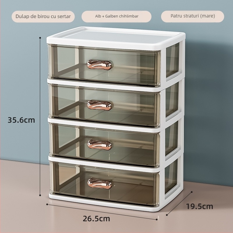 Cutie de depozitare pentru birou cu sertar W860 – Organizator din plastic, stackabil, pentru papetărie și cosmetice (Model: W860; Material: Plastic; Utilizare: birou/dormitor/baie)
