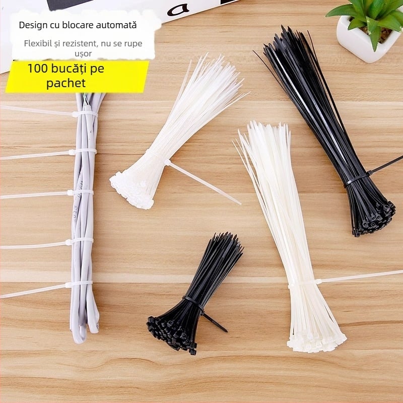 Legătură de cablu cu blocare automată din plastic, design simplu și modern, pentru depozitare pe birou (Material: Plastic; Stil: Simplu și modern; Depozitare pe birou; Lansare 2024)