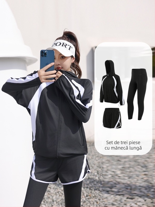 Set yoga pentru femei, croială lejeră, cardigan, poliester, toamnă-iarnă 2025