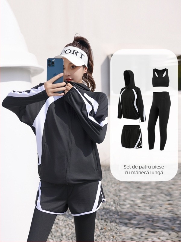 Set yoga pentru femei, croială lejeră, cardigan, poliester, toamnă-iarnă 2025