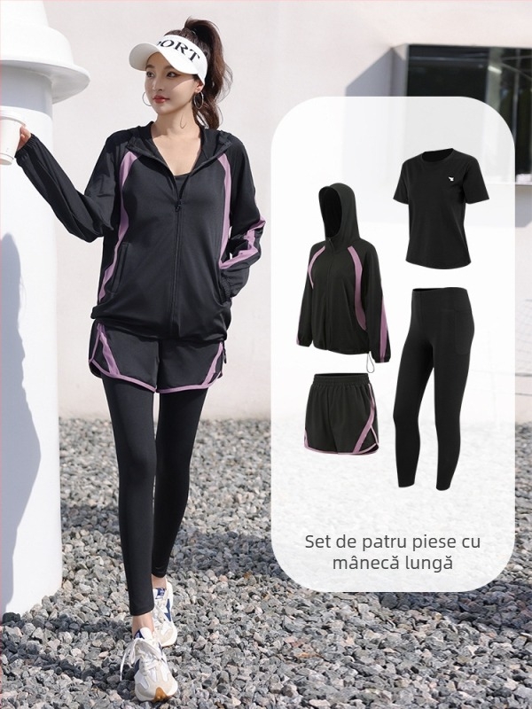 Set yoga pentru femei, croială lejeră, cardigan, poliester, toamnă-iarnă 2025