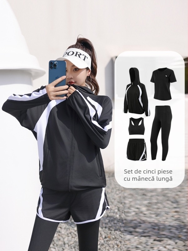 Set yoga pentru femei, croială lejeră, cardigan, poliester, toamnă-iarnă 2025