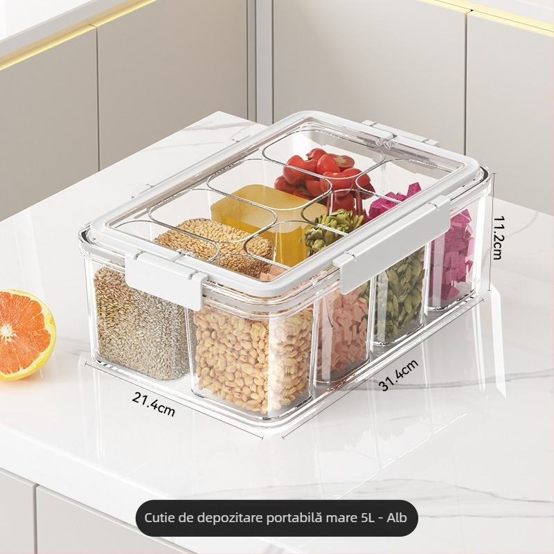 Cutie de depozitare pentru condimente, rezistentă la umezeală și etanșă, de calitate alimentară, pătrată, capacitate 2.1–3 L