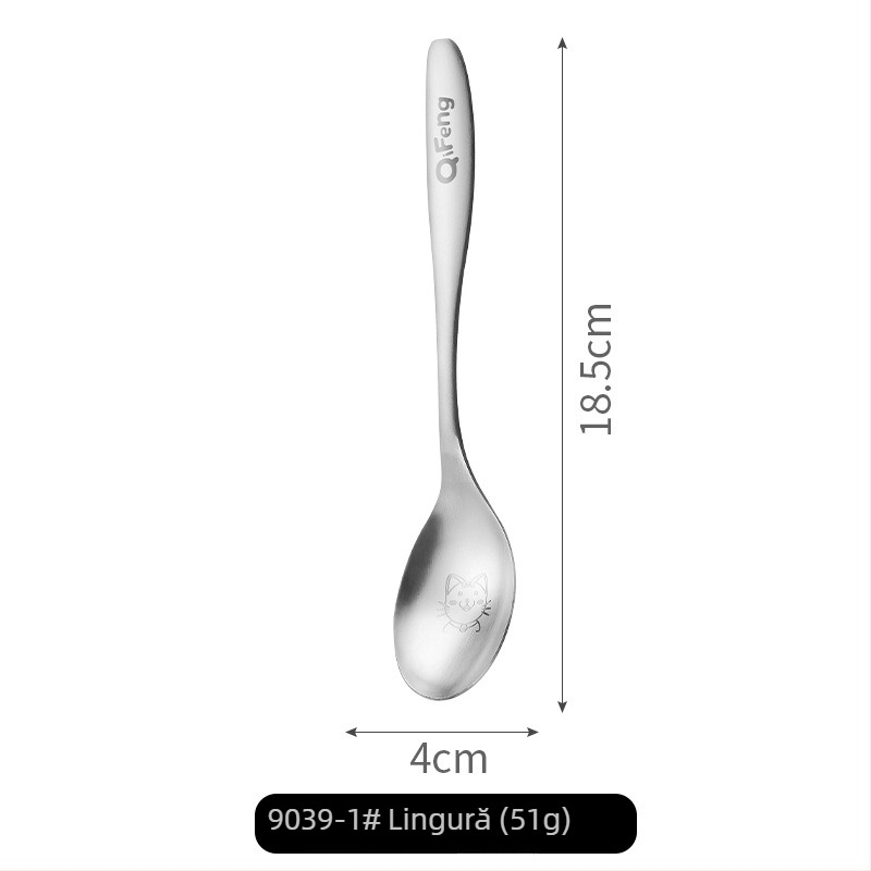 Set lingură și furculiță (oțel inoxidabil 304; stil creativ; model desen animat; finisare oglindă)