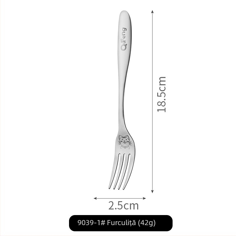 Set lingură și furculiță (oțel inoxidabil 304; stil creativ; model desen animat; finisare oglindă)