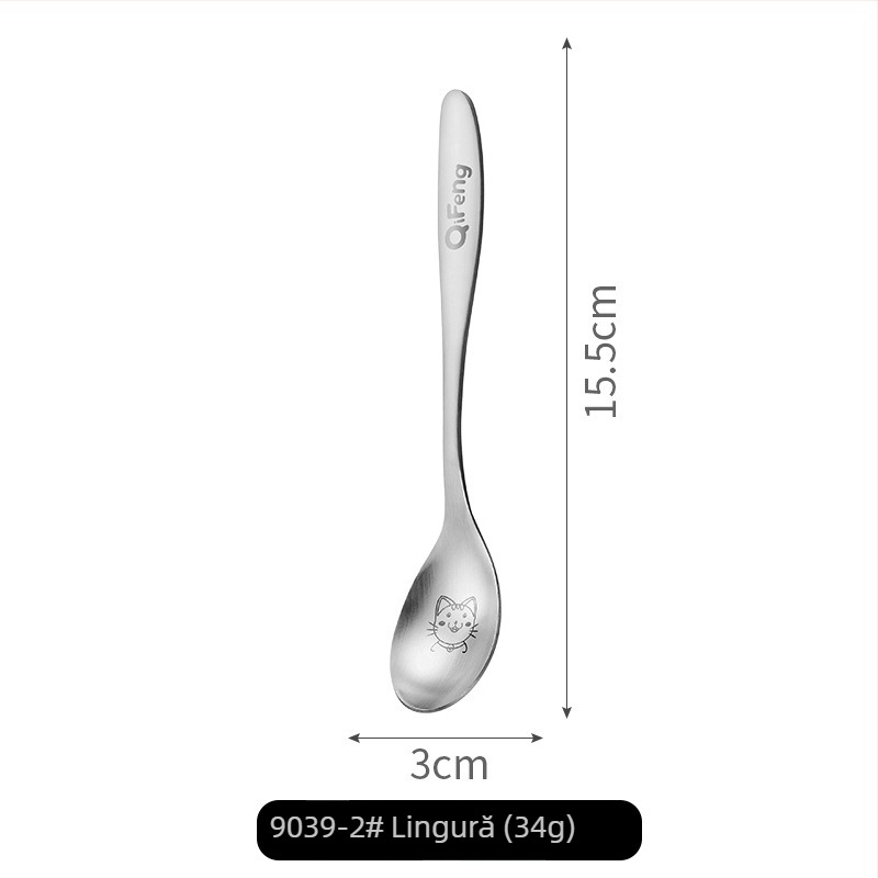 Set lingură și furculiță (oțel inoxidabil 304; stil creativ; model desen animat; finisare oglindă)