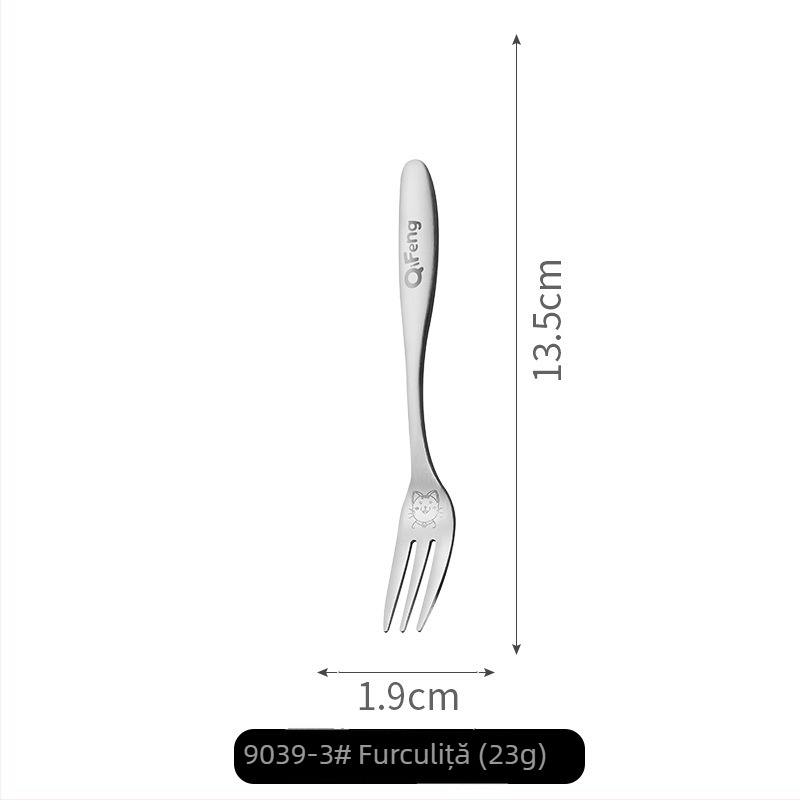 Set lingură și furculiță (oțel inoxidabil 304; stil creativ; model desen animat; finisare oglindă)