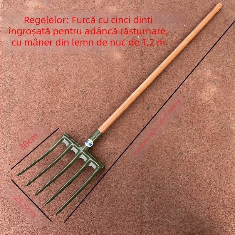 Furcă din oțel pentru afânarea și întoarcerea profundă a solului, operare manuală, oțel mangan, pentru agricultură