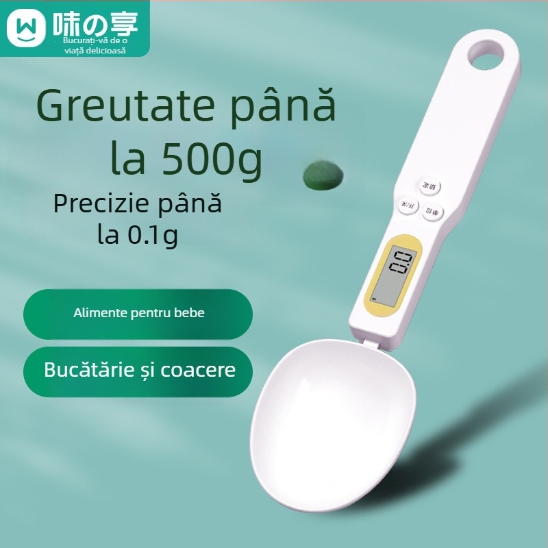 Cântar electric de bucătărie cu măsurare precisă în grame și lingură de măsurare, ABS