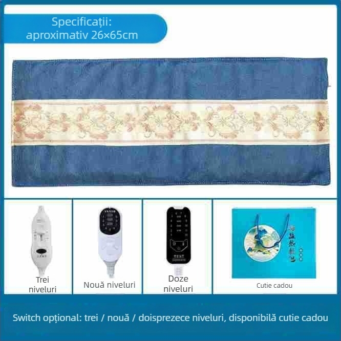 Sac de compresie caldă cu sare de mare, electric, pentru uz casnic, 40–70°C, 100W, 220V, 2,2 kg, 1–12 trepte de reglaj, protecție talie/ umeri/ genunchi