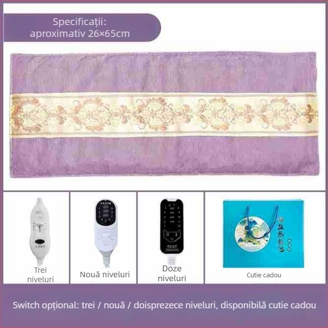 Sac de compresie caldă cu sare de mare, electric, pentru uz casnic, 40–70°C, 100W, 220V, 2,2 kg, 1–12 trepte de reglaj, protecție talie/ umeri/ genunchi