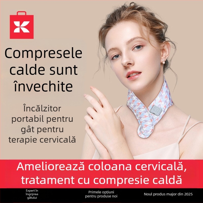 Guler încălzit cu protecție pentru umeri, încălzire cu grafen, control inteligent al temperaturii, 5V, 35–55°C