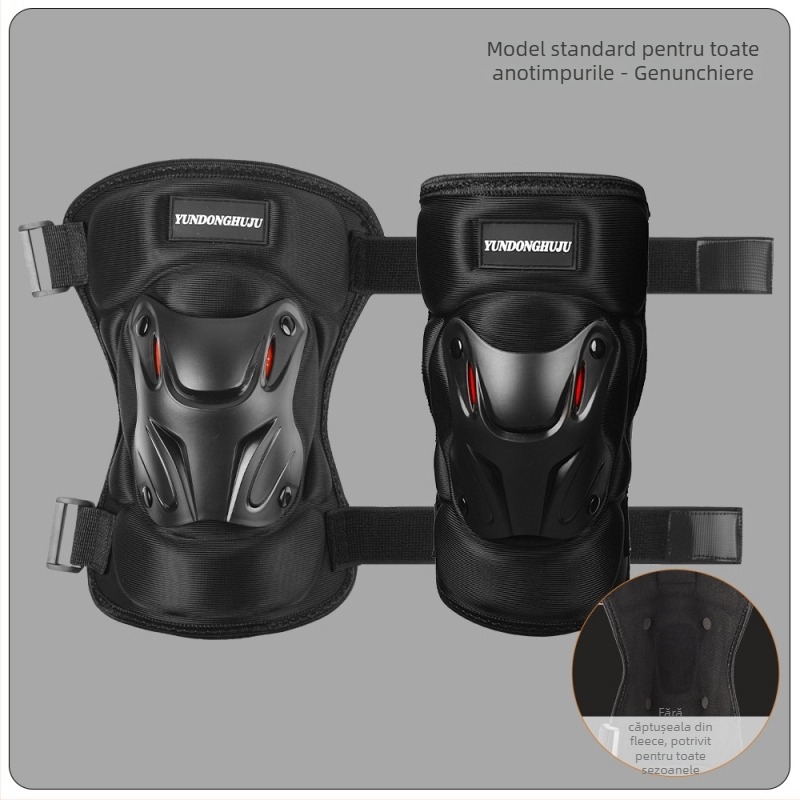 Protecții pentru genunchi și coate pentru ciclism, cu carcasă rigidă, căptușite cu fleece, rezistente la vânt, protecție de iarnă
