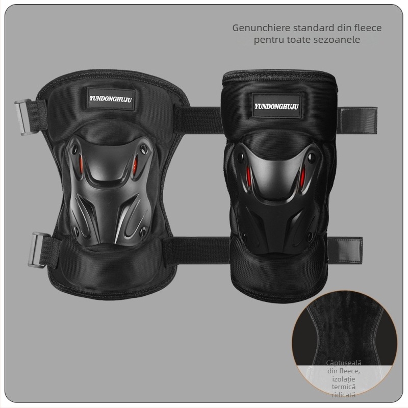 Protecții pentru genunchi și coate pentru ciclism, cu carcasă rigidă, căptușite cu fleece, rezistente la vânt, protecție de iarnă