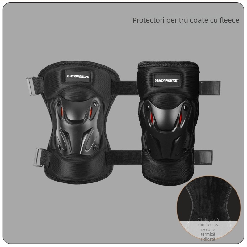 Protecții pentru genunchi și coate pentru ciclism, cu carcasă rigidă, căptușite cu fleece, rezistente la vânt, protecție de iarnă