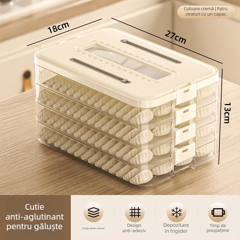 Cutie Arnoldin pentru dumplings – plastic, sigilată și portabilă, design simplu și modern