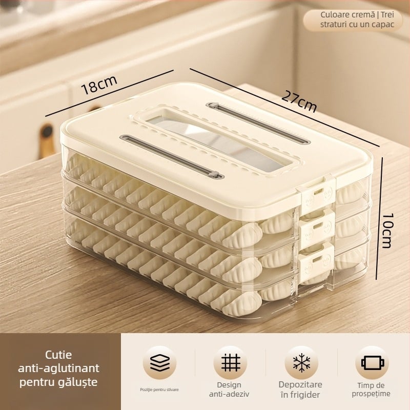 Cutie Arnoldin pentru dumplings – plastic, sigilată și portabilă, design simplu și modern
