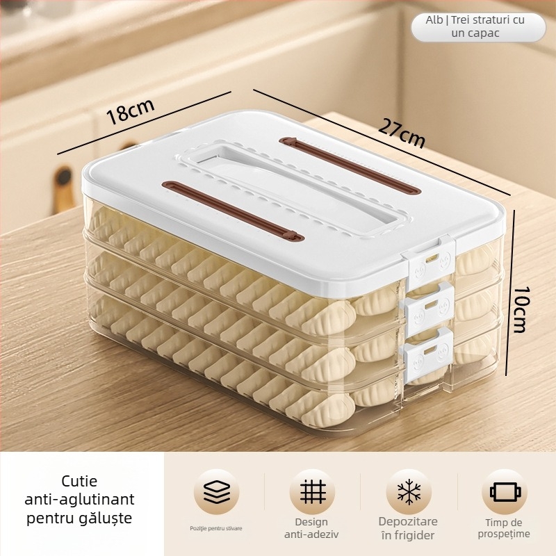 Cutie Arnoldin pentru dumplings – plastic, sigilată și portabilă, design simplu și modern