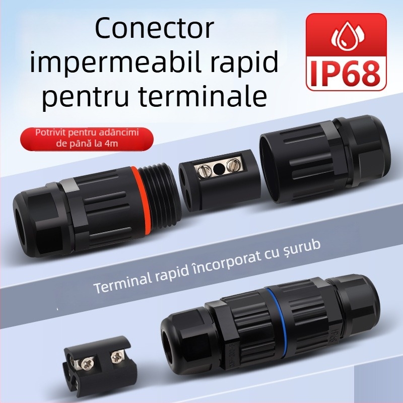 Conector mini impermeabil, cu pass-through, fără sudură, pentru exterior — Cow Hours