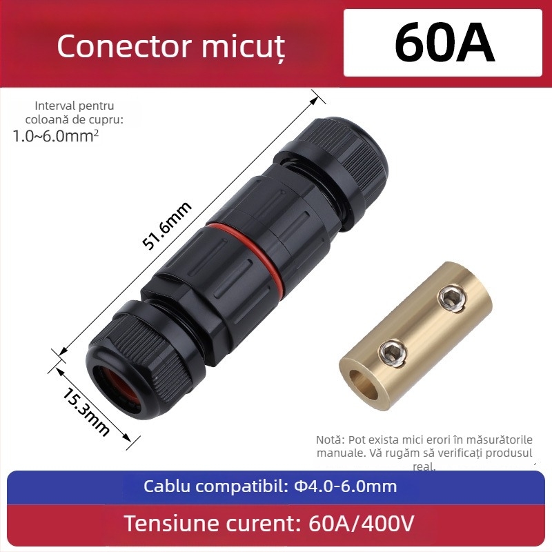 Conector mini impermeabil, cu pass-through, fără sudură, pentru exterior — Cow Hours