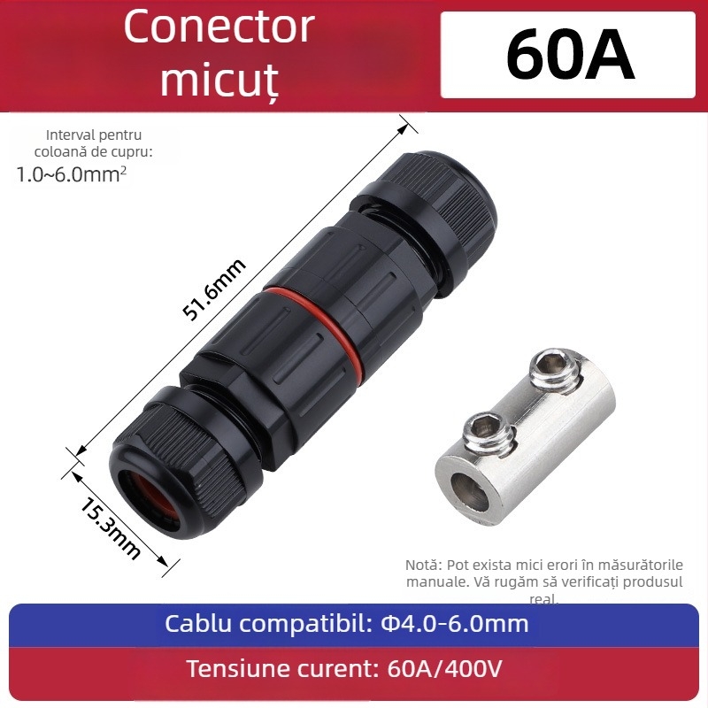 Conector mini impermeabil, cu pass-through, fără sudură, pentru exterior — Cow Hours