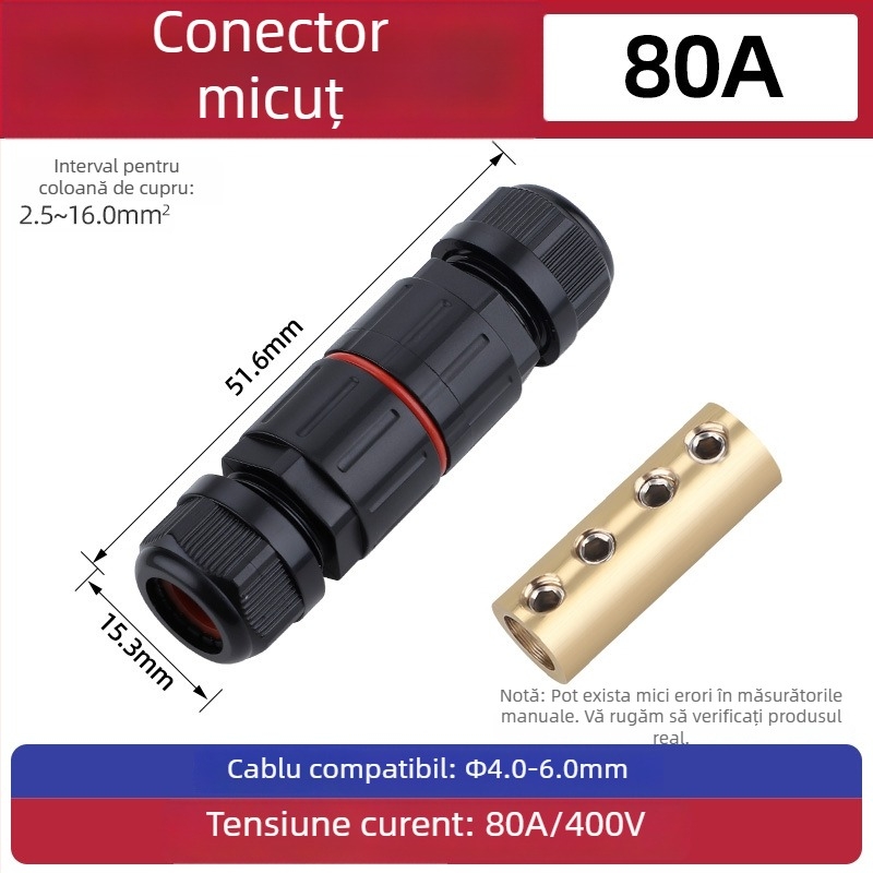 Conector mini impermeabil, cu pass-through, fără sudură, pentru exterior — Cow Hours