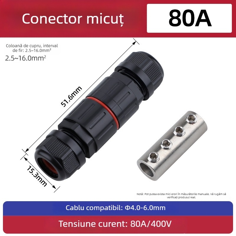 Conector mini impermeabil, cu pass-through, fără sudură, pentru exterior — Cow Hours