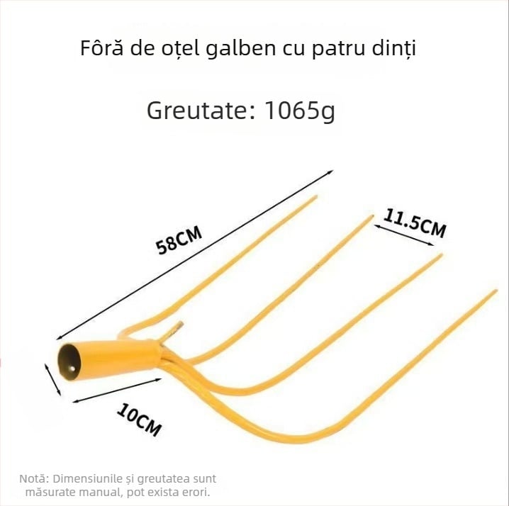 Furculă agricolă din oțel cu mangan înalt, pentru afânarea solului, capă de furcă într-o singură bucată, groasă; Marcă: Consultation; Principala zonă de vânzări: China; Industrii aplicabile: Consultation