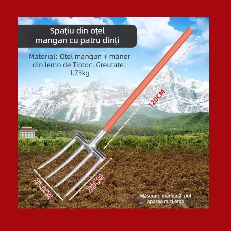 Furculă agricolă din oțel cu mangan înalt, pentru afânarea solului, capă de furcă într-o singură bucată, groasă; Marcă: Consultation; Principala zonă de vânzări: China; Industrii aplicabile: Consultation