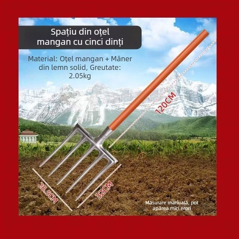 Furculă agricolă din oțel cu mangan înalt, pentru afânarea solului, capă de furcă într-o singură bucată, groasă; Marcă: Consultation; Principala zonă de vânzări: China; Industrii aplicabile: Consultation