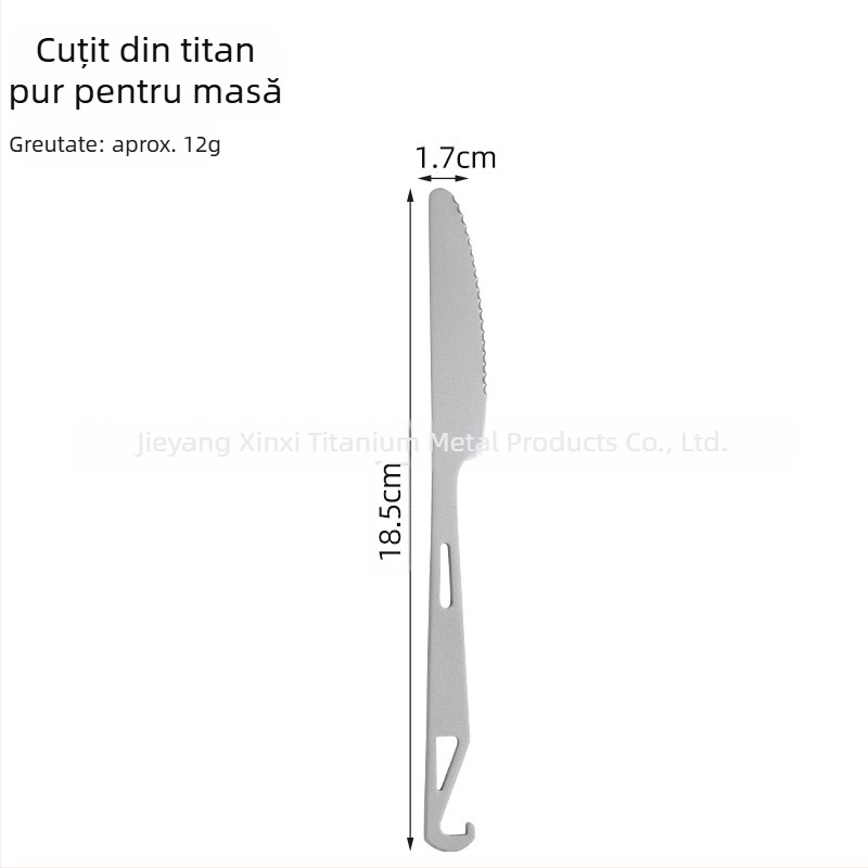 Unelte de camping: lingură 4 în 1 pentru supă, lingură pentru salată, furculiță pentru tort și fructe cu deschizător de sticle; titan pur, design modern minimalist, portabil