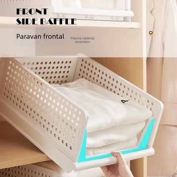 Organizator pentru garderobă cu compartimente pe niveluri, pliabil, din plastic, pentru montaj pe podea, 1 nivel