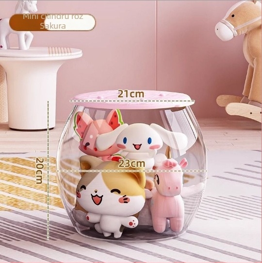 Scaun de depozitare pentru jucării, din plastic, formă rotundă, capacitate 18L, încărcare 150 kg, multifuncțional