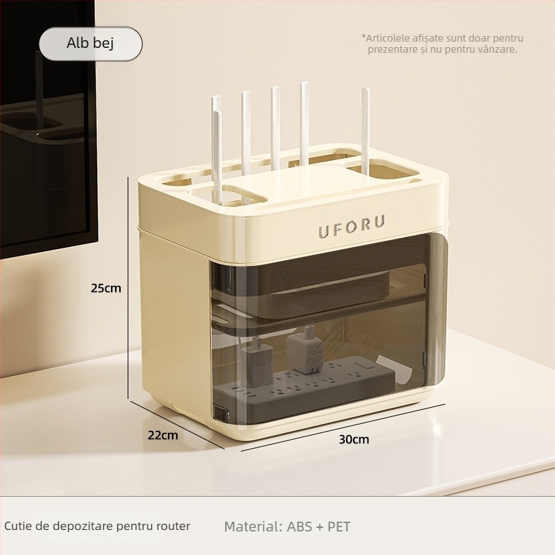 Cutie de depozitare a cablurilor de date cu separatoare – ABS, capacitate 12L, organizator de cabluri mobil, model DD2626