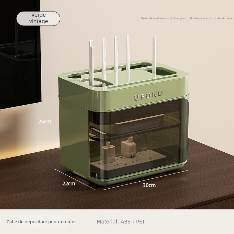 Cutie de depozitare a cablurilor de date cu separatoare – ABS, capacitate 12L, organizator de cabluri mobil, model DD2626