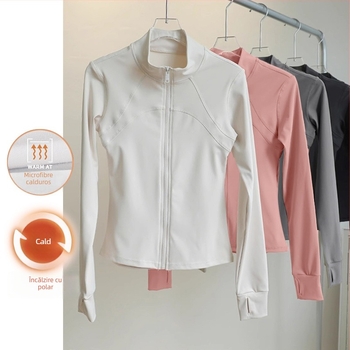 Top sportiv pentru femei – guler înalt, croială slim, amestec fibre chimice, 82,5% poliester, WT5149