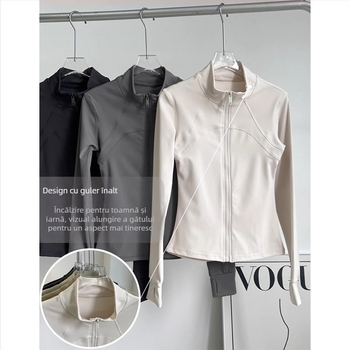 Top sportiv pentru femei – guler înalt, croială slim, amestec fibre chimice, 82,5% poliester, WT5149