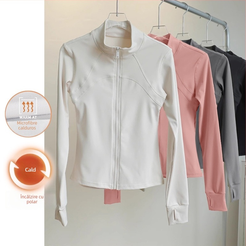 Top sportiv pentru femei – guler înalt, croială slim, amestec fibre chimice, 82,5% poliester, WT5149