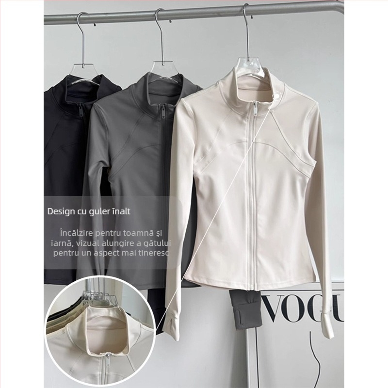 Top sportiv pentru femei – guler înalt, croială slim, amestec fibre chimice, 82,5% poliester, WT5149