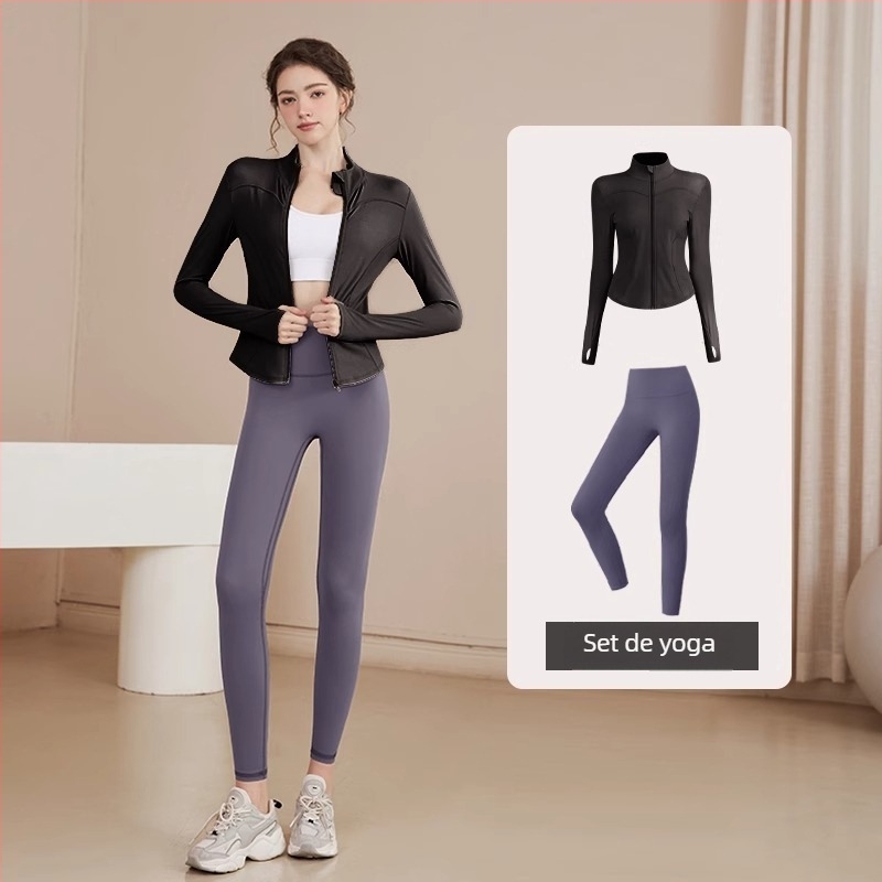 Youyou jachetă de yoga pentru femei, croială strânsă, mâneci lungi, lungime la talie, poliester cu absorbție a umezelii