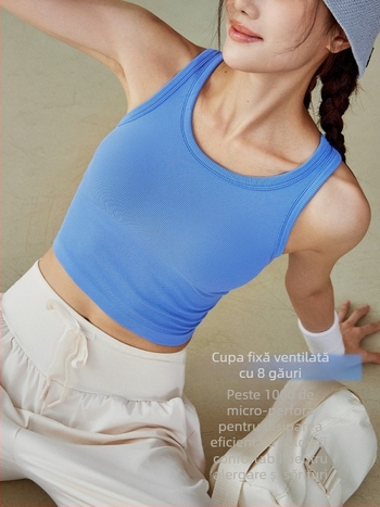 Top sportiv de o singură piesă pentru femei — protecție la șocuri, înaltă rezistență, pentru alergare, sărit coarda și yoga; material: nylon 95% cu căptușeală Spandex 5%.