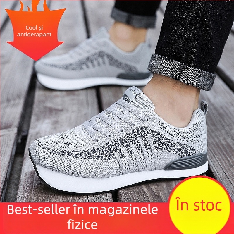Pantofi sport casual cu mers înapoi — partea superioară din plasă, talpă din cauciuc, toc mic 1–3 cm, înălțime superioară 3–7 cm, șireturi în față